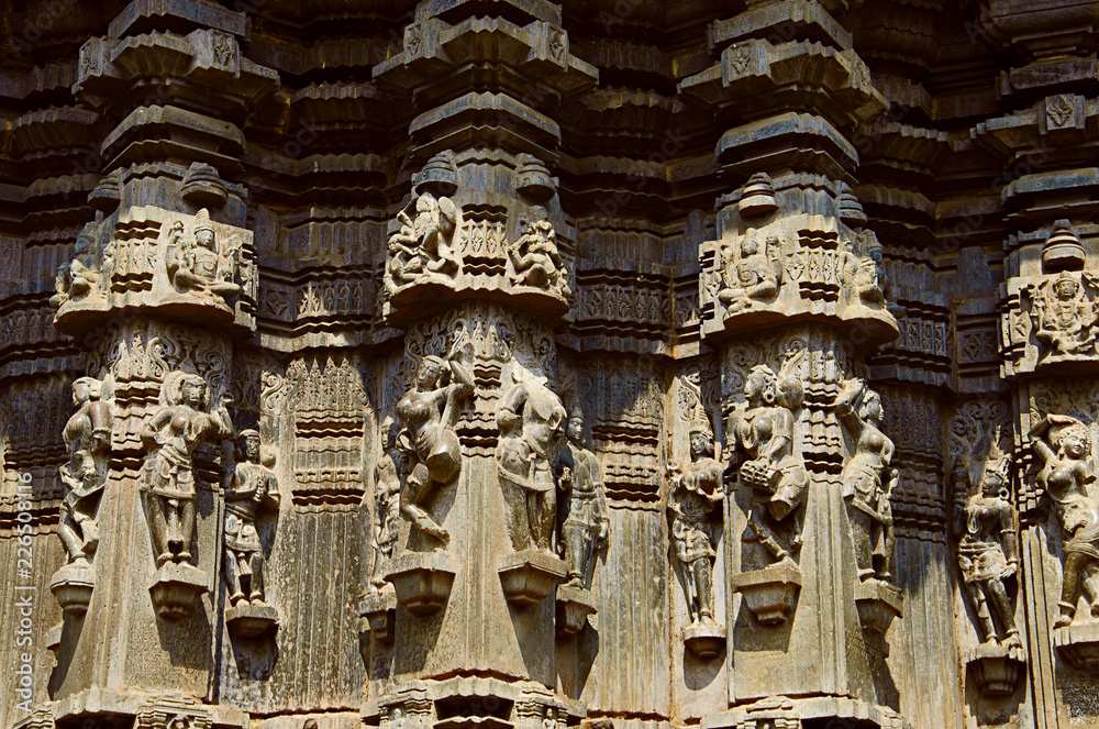 Carved exterior view of Kopeshwar Temple, Khidrapur, Maharashtra.