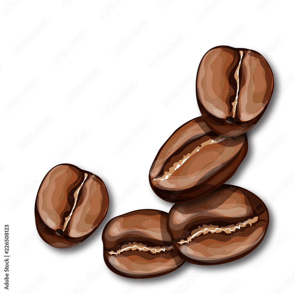 Obraz premium Roasted coffee beans isolated on white background.