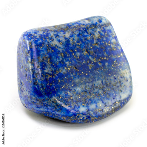 Polished lapis lazuli stone isolated on white background