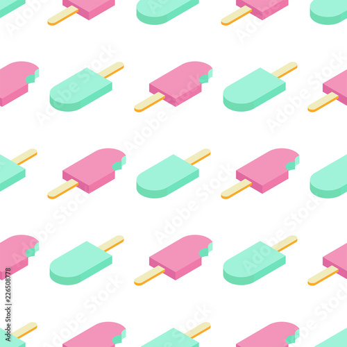 Seamless ice cream pattern. Vector illustration isometric. 
