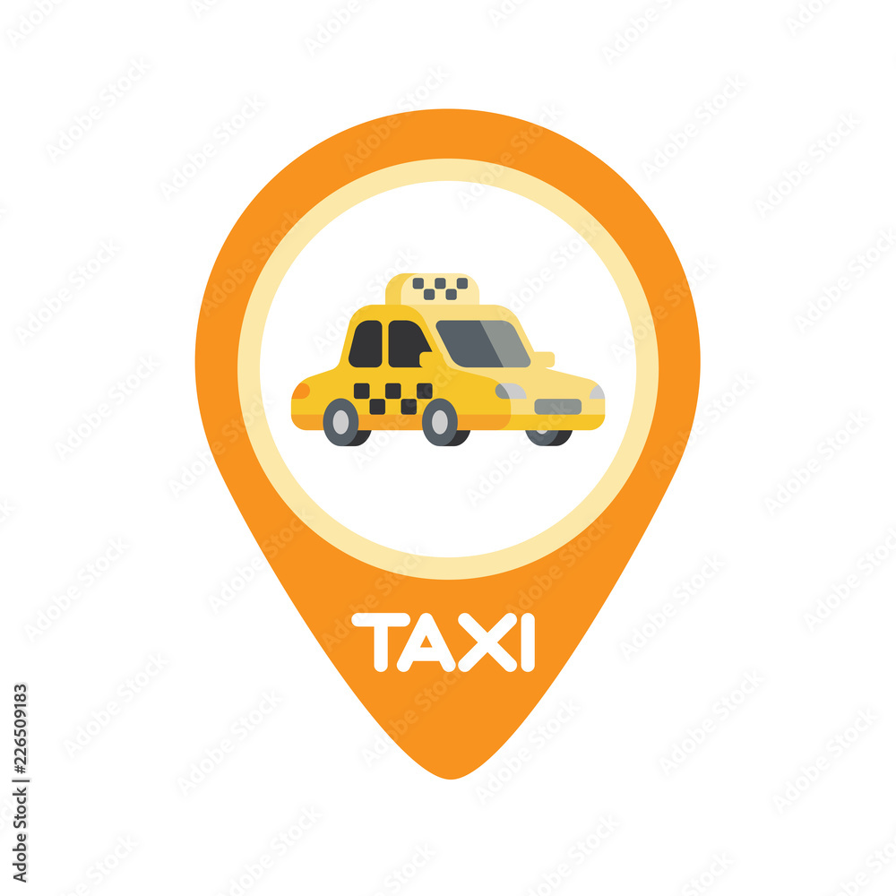 Yellow cab. Taxi service icon. Flat vector illustration. Yellow cab. Taxi service icon. Flat vector illustration.
