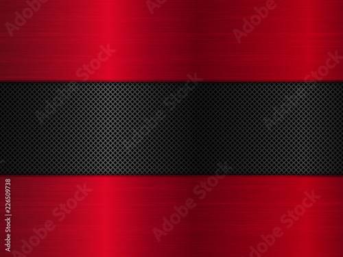 Red and black metal background. Abstract vector illustration