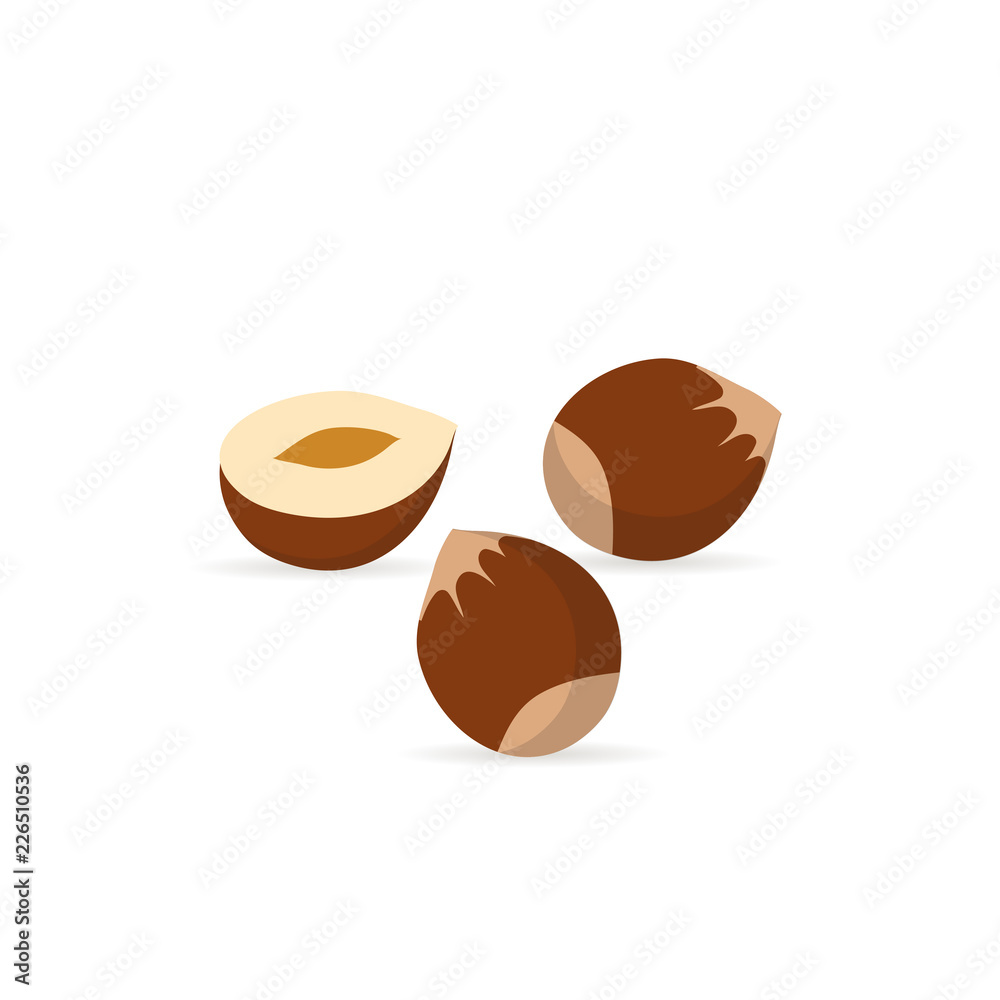 Obraz premium Hazelnut flat icon with shadow on a white background