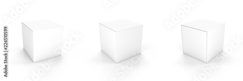 Set of 3 Blank Package Box. Mockup Isolated on white. 3d illustration