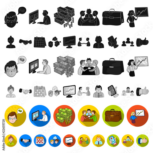 Business Conference And Negotiations flat icons in set collection for design.Business and training vector symbol stock web illustration.