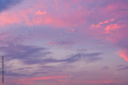 Dramatic fiery sunset sky in a mixture of violet, pink, orange and black colors © thayra83