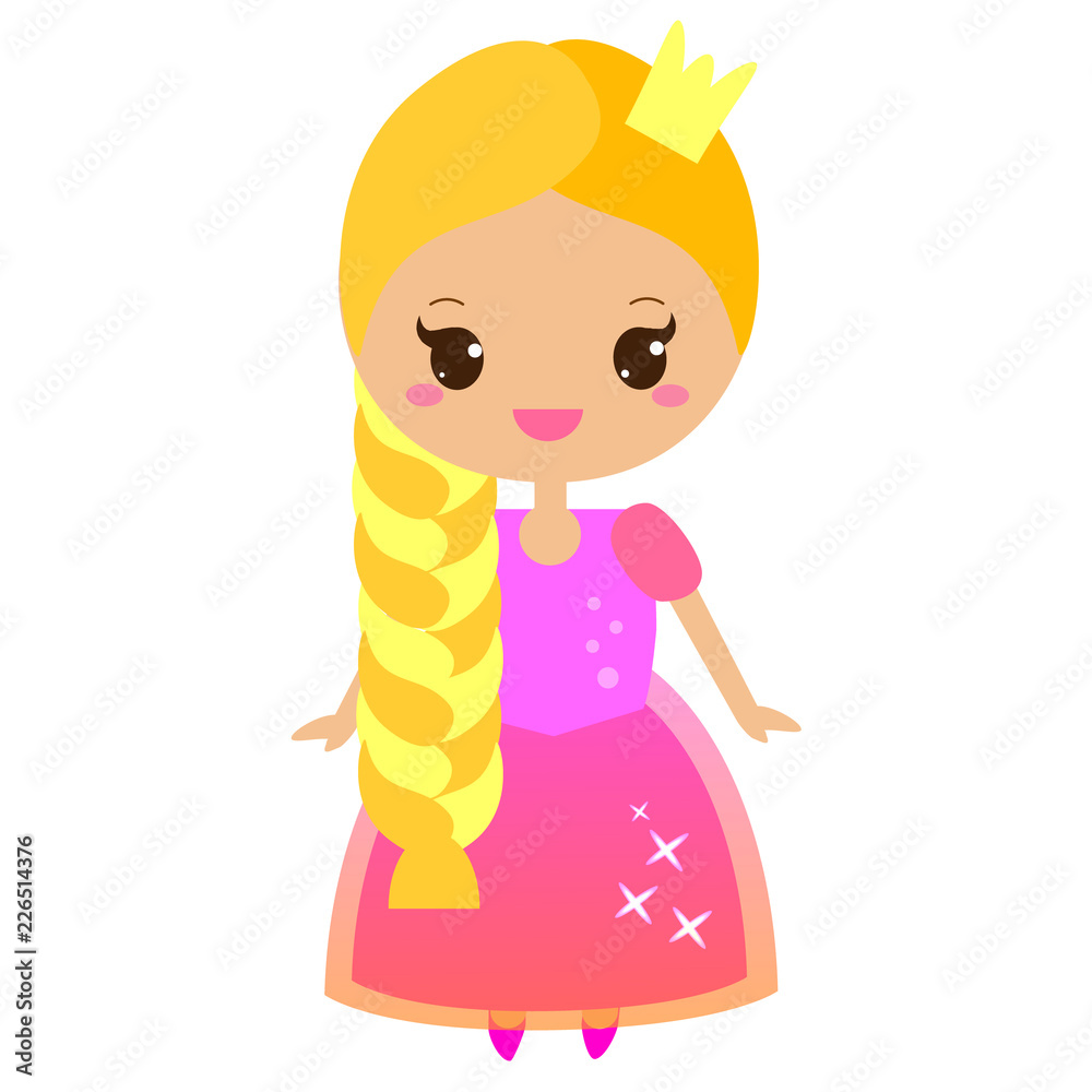 Rapunzel. Cute fairy tale character in kawaii style. vector de Stock |  Adobe Stock