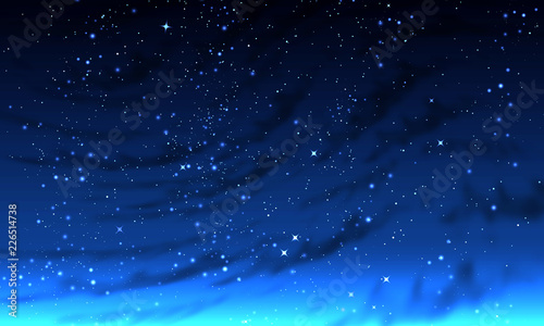 Abstract foggy night starry sky