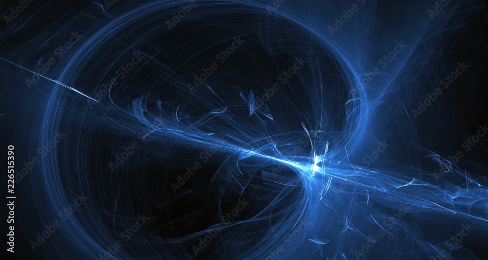 Obraz premium Abstract blue light and laser beams, fractals and glowing shapes multicolored art background texture for imagination, creativity and design.
