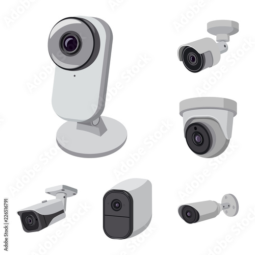 Isolated object of cctv and camera symbol. Set of cctv and system vector icon for stock.