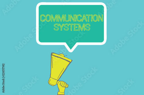 Word writing text Communication Systems. Business concept for Flow of Information use of Machine to transmit signals.