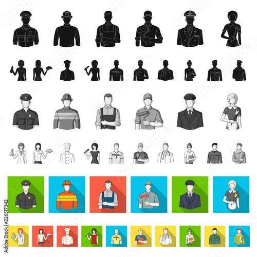 People of different professions flat icons in set collection for design. Worker and specialist vector symbol stock web illustration.