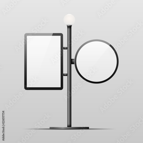 Vector realistic 3D light box template on white background