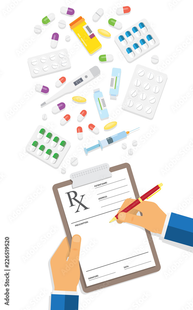 Doctor writing notes on a prescription pad.