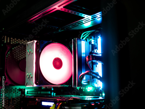 Case Mod concept with RGB CPU air cooler, case led kit, RGB ram. photo