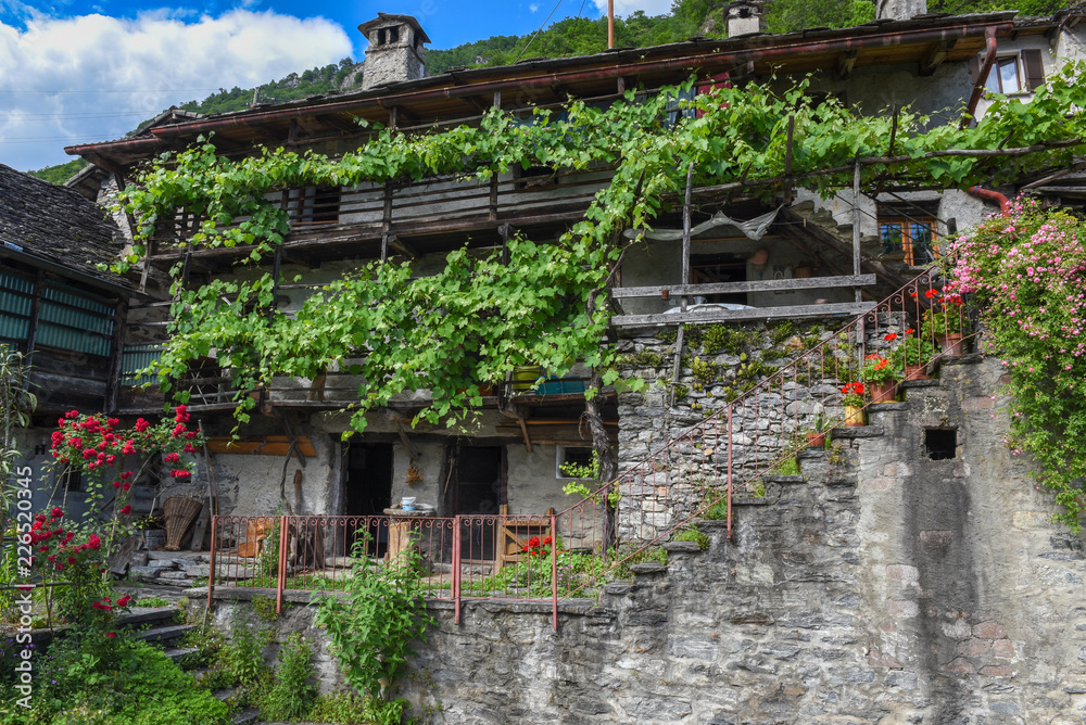 Rural house at Vogorno on Verzasca valley in Switzerland Rural house at Vogorno on Verzasca valley in Switzerland