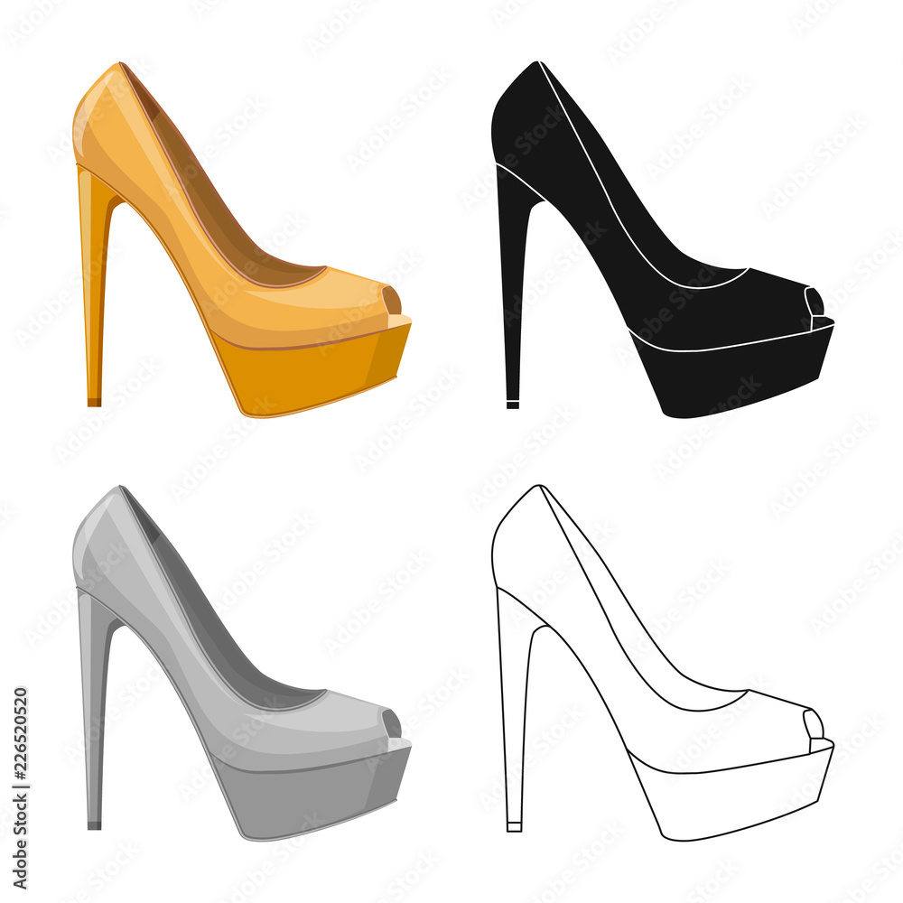 Vector design of footwear and woman icon. Set of footwear and foot stock symbol for web. Vector design of footwear and woman icon. Set of footwear and foot stock symbol for web.