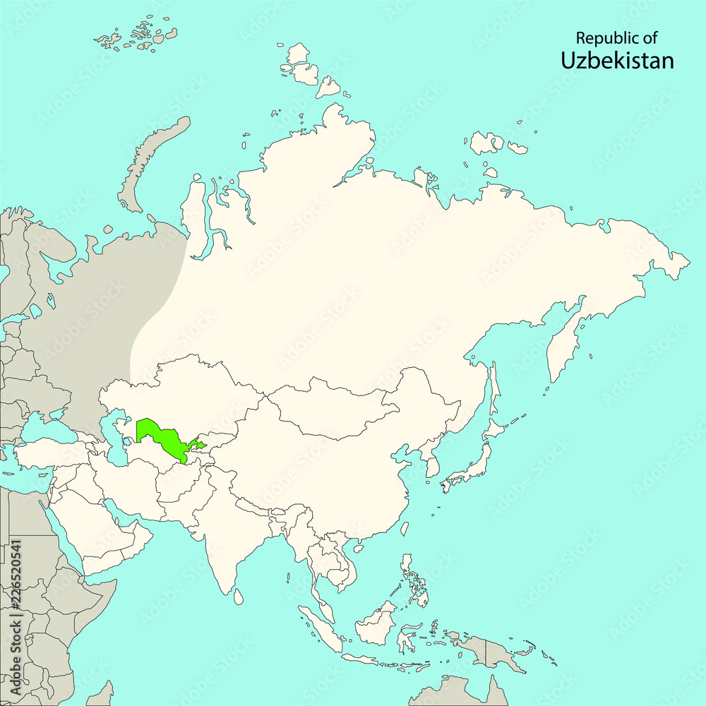 map of asia, uzbekistan, vector illustration