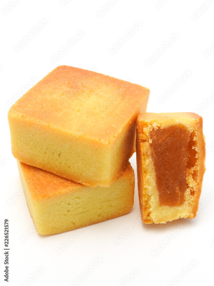 High angel view of sweet pineapple cake isolated on white background.Taiwan famous and traditional pastry, snack, dessert.Taiwan rural industry and food culture. High angel view of sweet pineapple cake isolated on white background.Taiwan famous and traditional pastry, snack, dessert.Taiwan rural industry and food culture.