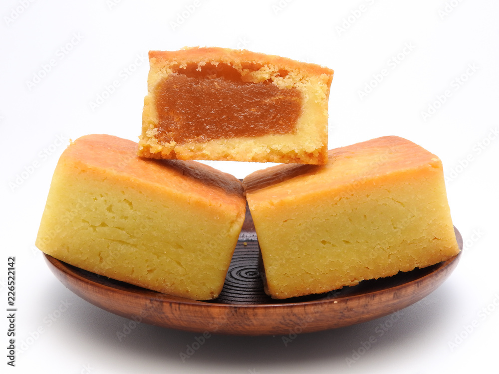 Front view of sweet pineapple cake isolated on white background.Taiwan famous and traditional pastry, snack, dessert.Taiwan rural industry and food culture.