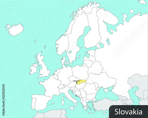 Slovakia  map of Europe  vector illustration