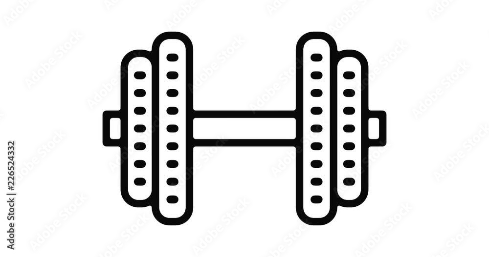 Dumbbell line icon motion graphic animation with alpha channel.