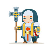 Priest female warrior fantasy medieval action RPG game layered animation ready character vector illustration