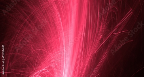 Abstract red light and laser beams, fractals and glowing shapes multicolored art background texture for imagination, creativity and design.