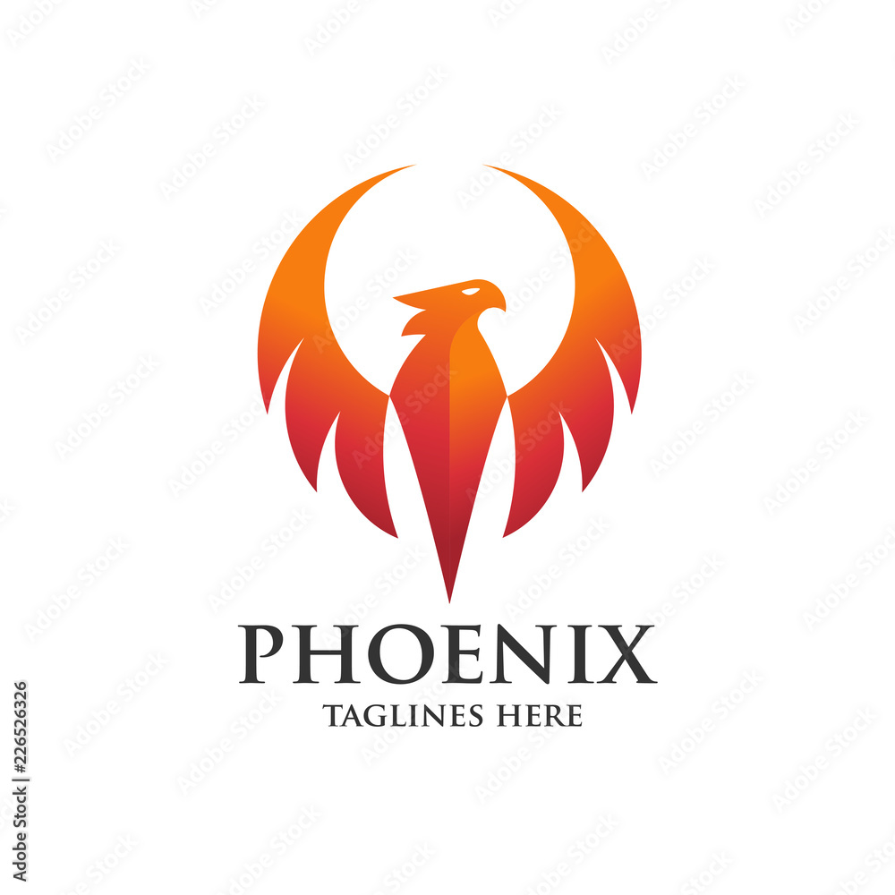 Fototapeta premium koncepcja logo luksusowego feniksa, najlepszy projekt logo ptaka feniksa, logo wektor feniksa, kreatywne logo mitologicznego ptaka