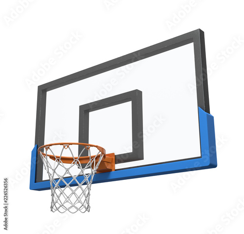 3d rendering of a basketball hoop with an empty basket and transparent backboard. © gearstd