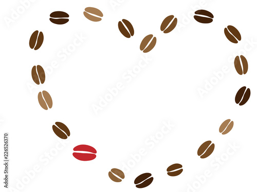 ハートを描くコーヒー豆