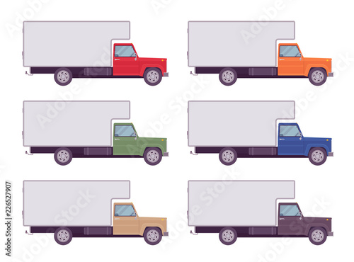 Refrigerator truck set in bright colors