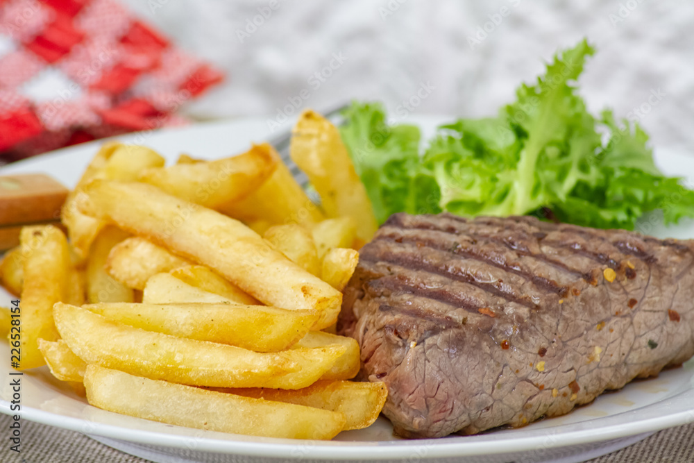 grilled steak with french fries grilled steak with french fries