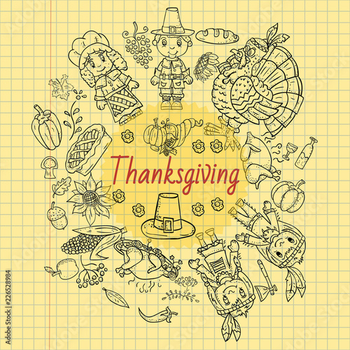 illustration_1_in childrens drawing style thanksgiving day, Doodle for design and decoration national event © svarog19801