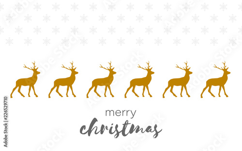 Goldenen Rentiere auf weißem hintergrund mit Schneeflocken