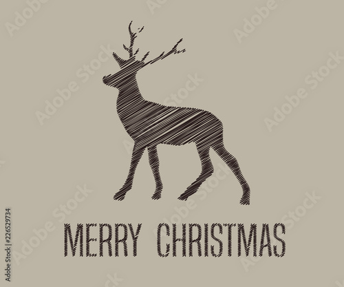 Rentier im grauen Hintergrund - Merry Christmas