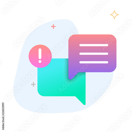 New Message, Dialog, Chat Speech Bubble Notification flat gradient icon vector photo