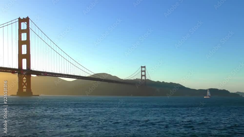 The Golden Gate Bridge at sunset as seen from Chrissy Field, San Francisco, California, USA The Golden Gate Bridge at sunset as seen from Chrissy Field, San Francisco, California, USA