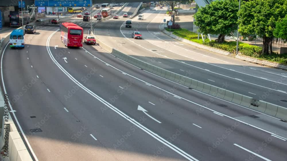 Traffic on multiple lane highway with motion blur - timelapse