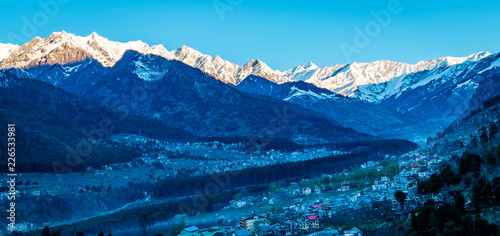 snow covered Himalayas  mountains in Manali India © Peppygraphics