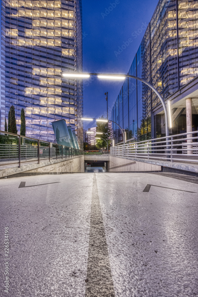 Parking and modern architecture buildings Parking and modern architecture buildings