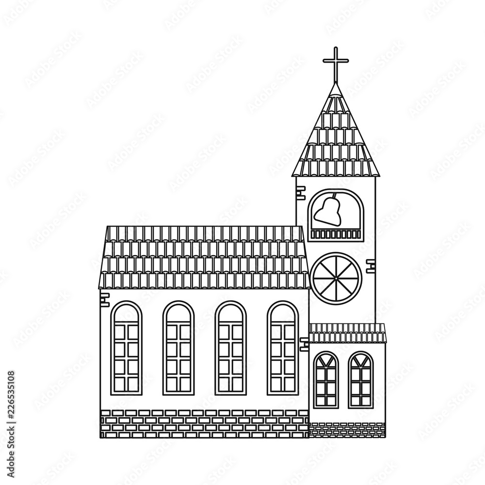 Naklejka premium Vector illustration of building and front sign. Collection of building and roof stock vector illustration.