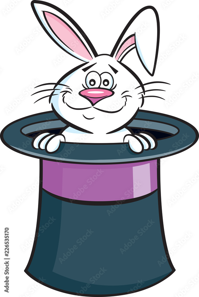 Fototapeta premium Ilustracja kreskówka królika wychodzącego z cylindra.