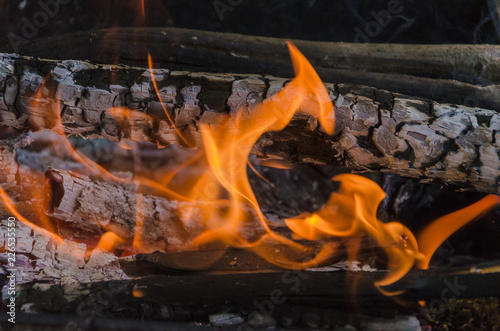 live coals in campfire