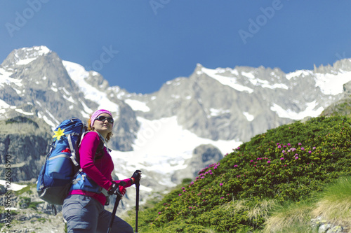 Trekking in the Canadian mountains.Hike is the popular recreation activity in North America.