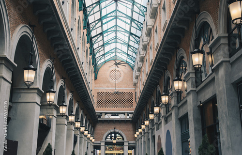 brick vintage building  hall with mirror roof