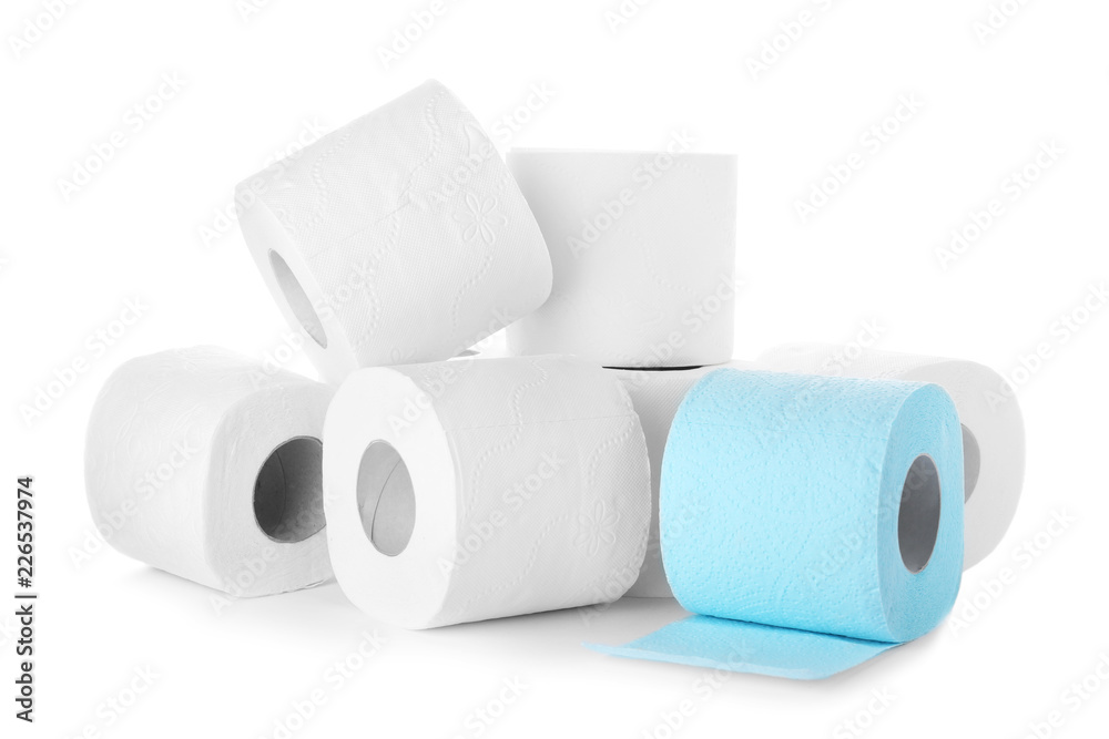 Rolls of toilet paper on white background. Personal hygiene Rolls of toilet paper on white background. Personal hygiene