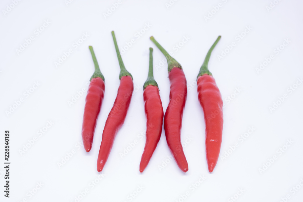 red chili peppers isolated on white background