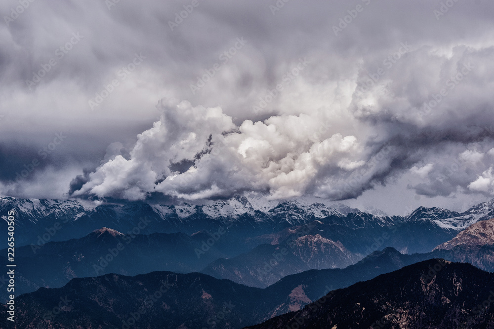 heavy clouds in himalayas