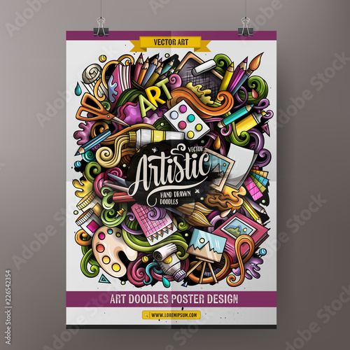 Cartoon hand drawn doodles Artist poster